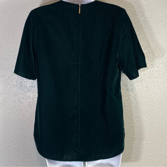 Lauren Ralph Lauren Dark Green Velvet Blouse - Picture 3 of 8